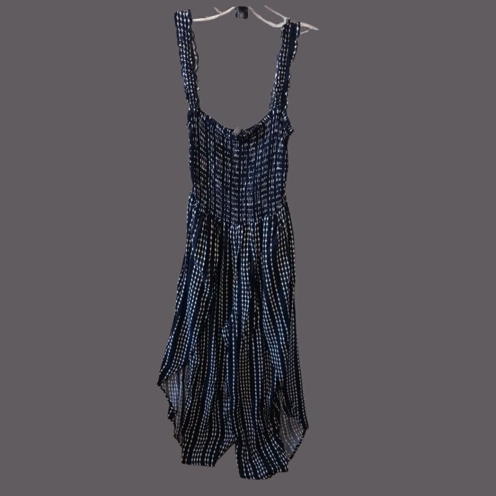 J For Justify Jumpsuit Navy Blue & White Striped Large